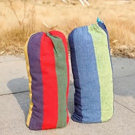 Colorful 1pc Fabric Hammock - Anti-Roll Design, Supports 330lbs, Tree-Friendly Straps, Portable Carrying Bag - Perfect for Outdoor, Indoor, and Camping Use - Color: BLUE 1PC+RED  1PC
