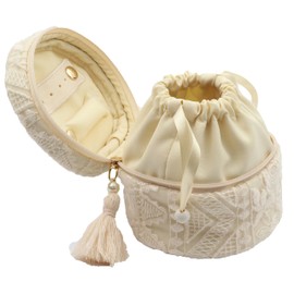 Camelia Women's High End Round Lace Jewelry Case Jewelry Travel Organizer Bag Jewelry Purse Pouch (Pink Lace)