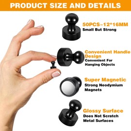 Omtofo Pack of 50 Strong Black Neodymium Magnets