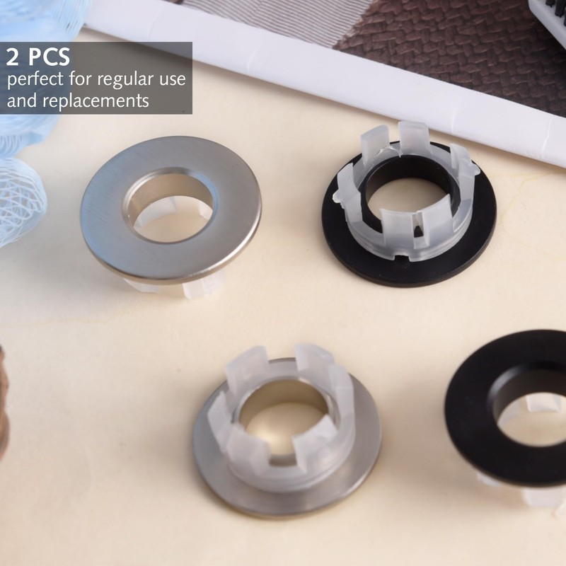 2PCS Black Overflow Ring,Sink Overflow Cover Bath Overflow Cover Replacement