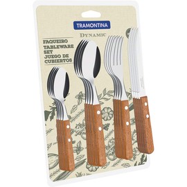 Tramontina 22399/003 TRAMONTINA Wooden Tableware Set of 16 Natural Wood Made in Brazil Dynamic