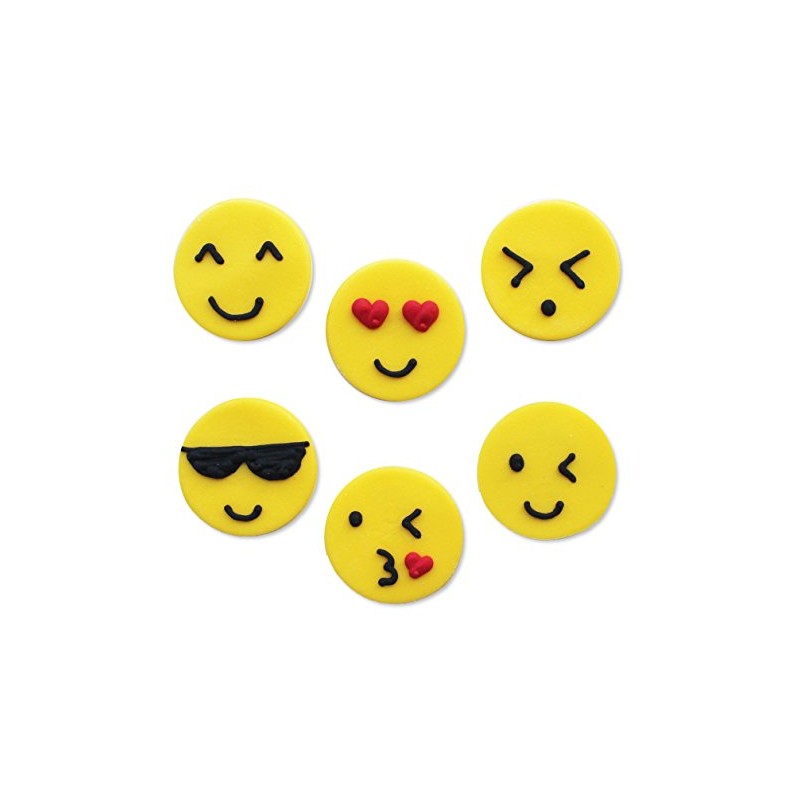 Anniversary House SF535 Smiley Assorted Emoji Emojions Sugarcraft Toppers, Edible,