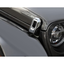 CheroCar for Jeep Hood Lock Latches Cover Catch Brackets Cover External Accessories Decoration Stickers for 2018-2021 Jeep Wrangler JL JLU & 2020-2021 Gladiator JT (Chrome)