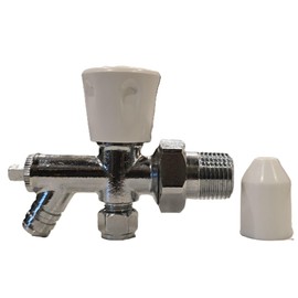 TC Classic Manual Lockshield Wheelhead Radiator Valve Angled 8mm with Drain Off