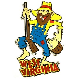West Virginia Hillbilly with Straw Hat and Moonshine Jug Fridge Magnet