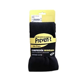 Calcetines Preven-t Caballero Algodón Control Varices, Compresión moderada (Extra grande, Negro)