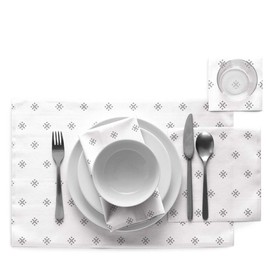 Linen Printed Dinner Napkin - 12.6 x 12.6 in. - 6 Units per Roll - Silver Stars