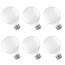G25 LED Bombillas, JSXing 60V Equivalente Vanidad Bombillas E26 Base 3000K Blanco Cálido Ideal para Espejo de Maquillaje, Baño, Dormitorio, NO-Dimmable 6 Paquete (Blanco Cálido 3000K)