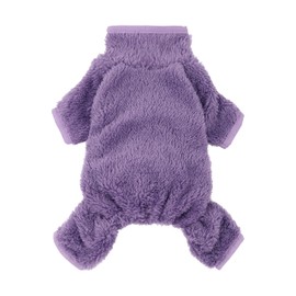 Fitwarm Dog Fuzzy Fleece Pajamas, Dog Winter Clothes for Small Dogs Girl, Pet Jumpsuit, Doggy Apparel, Purple, XL