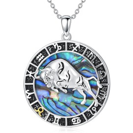 VIJASHOP Taurus Zodiac Necklace Taurus Gift Abalone Shell Taurus Pendant Taurus Jewelry Birthday Christmas Gifts for Women Men（2 chains）