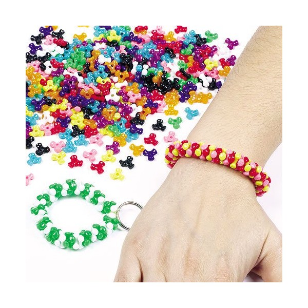 Baker Ross EK1288 Tri-Beads Plastic Beads Assorted Colours Jewellery Making