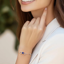 CDE Women's Copper Heart White Gold Bracelet Birthstone Bracelet Women's Jewellery Mother's Day Valentine's Day Birthday Christmas Gifts for Women Girlfriend Mum, Copper, Cubic Zirconia