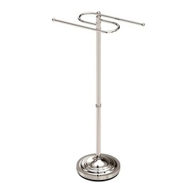 Gatco 1505PN, Modern Round Base Floor Standing S Style Towel Holder, Polished Nickel / 38" H Freestanding Hand Bath Towel Stand for Bathroom