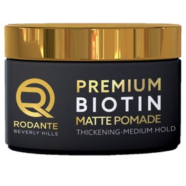 Rodante Beverly Hills Biotin Matte Cream Texture Paste Clay Pomade, Premium Thickening Cream Medium Hold & Anti Hair Loss and Hair Growth Support for Thinning Hair for Men 85 g / 3 oz