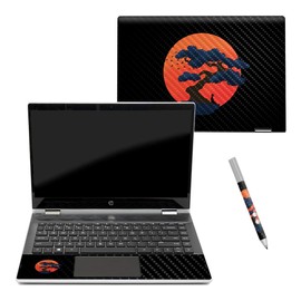 MightySkins Carbon Fiber Skin for Pavilion X360 14" (2018) - Meditation | Protective, Durable Textured Carbon Fiber Finish | Easy to Apply, Remove, and Change Styles | Made in The USA