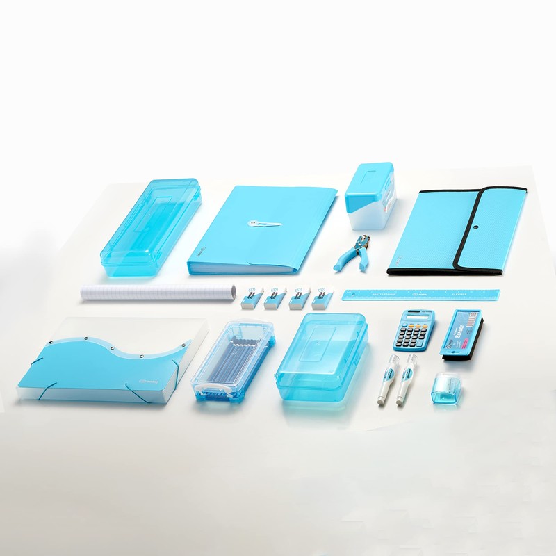 Enday Pencil Box Blue, Plastic Pencil Case, Multipurpose Storage Utility