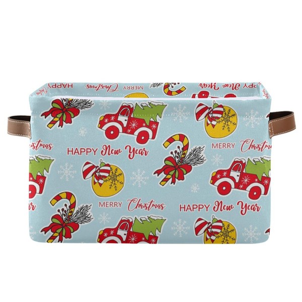 ZAZYXTJ Christmas Storage Basket for Shelves Foldable Open Storage Bin