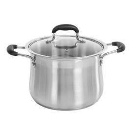 CONCORD Stainless Steel Stock Pot with Glass Lid (Induction Compatible) ((2.5 QT)