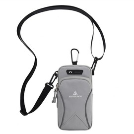 Running Smartphone Bag, Sports Armband, Shoulder Bag, Crossbody Bag, Leisure Bag, Mini Pouch, Smartphone Pouch, Lightweight, Waterproof, Arm Bag, Unisex (Gray)