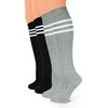 HUGH UGOLI Women Cotton Knee High Socks with 3 Stripes,