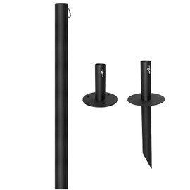 EXCELLO GLOBAL PRODUCTS Bistro String Light Poles - 1 Pack - Extends to 10 Feet - Universal Mounting Options Included