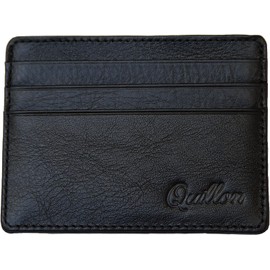 Credit Card Holder | Genuine Leather Wallet for Men | 10.5 x 8 x 0.5 cm, 23 g | 6 Card Slots for 12+ Cards, Black, black, Minimalist