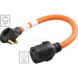 AC WORKS Generator to Transfer Switch L14-30 Inlet Box Adapter (TT-30 RV 30Amp to L14-30 Flexible)