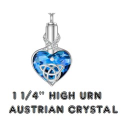 Fashion Jewelry IRISH CELTIC KNOT URN ASHES CREMATION HEART Charm 20" 925 Sterling Silver Chain