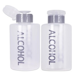 Beauticom 12 Oz Alcohol Labeled Liquid Push Down Pump Dispenser Empty Bottle with Flip Top Cap (Gray) (2pcs)