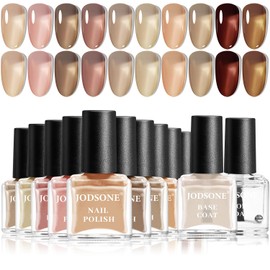 JODSONE Jelly Nagellack-Set, 10 Farben mit 2 STÜCKEN Grund- und Überlack Schnell trocknender Hochglanz Glanz Gelee Nagellack Durchscheinend Bernstein Grau Rot Nude Farbe Urlaub Geschenk geben