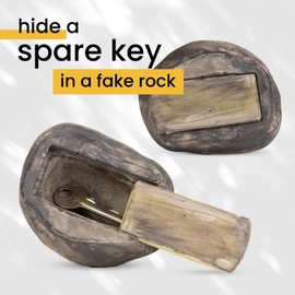 Industrial Tools Hide-a-Key Fake Rock - Weather-Proof Hideaway Spare Key Storage (Type C, Black, 1 Pack)