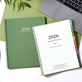 2026 Planner - 2026 Monthly Planner, JAN 2026-DEC 2026, Monthly Planner/Calendar 2026 with Colorful Tabs, 2026 Calendar Planner for Daily Organizing - Waterproof Cover (8" x10", 12 Month Pages & Notes, Moss green)
