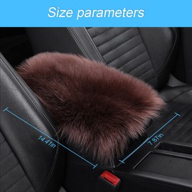 Furry Auto Center Console Cover Pad, 11.8"x7.8" Soft Sheepskin Wool Armrest Cushion, Fluffy Vehicle Armrest Seat Box Protector Warm in Winter, Car Interior Accessories for Women and Men (Coffee)