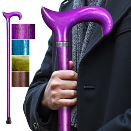 ispuoocti Walking Cane, Available in Multiple Inches Wooden Cane Support up to 500 Lbs, Suitable for Fancy Wooden Walking Cane for Men and Women with Extreme Demands (Crystal Purple, 36 inches)