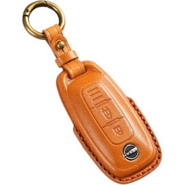 [smasol] New Serena C28 Lukes B4 Late X-Trail Key Cover Genuine Leather Nissan Sakura Key Case Smart Key Case Nissan Aria New Key Cover Key Shell 2022, Camel (3D) / 3 Button Type A