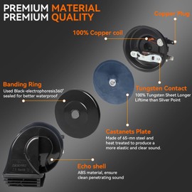 GAMPRO 12V Dual-Tone Electric Horn Replacement With Waterproof cover for Any Vehicles (A)