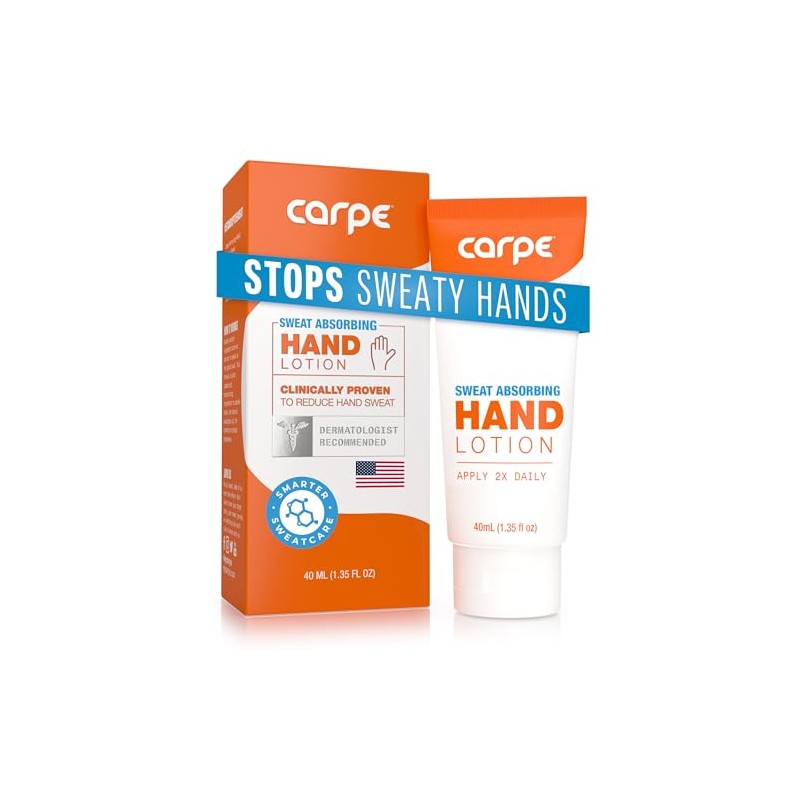 Carpe Antiperspirant Hand Lotion, A dermatologist-recommended, non-irritating, smooth lotion that
