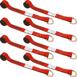 Bolvixor 8 Pack 2" x 96" Lasso Strap - 9900LBS Break Strength - D Ring Auto Tie Down for Wheel Lift, Trailer, Tow Truck (Red)