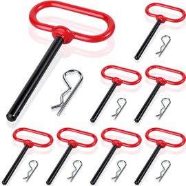 BBTO 8 Pcs Trailer Hitch pin 3/8 x 4 Inch Locking Mower Clevis Hitch Pin with Clips and Handles Tractor Accessories for Farm, Turn Mower, Towing Cargo, Boat, Car, Truck, Bike(Red)