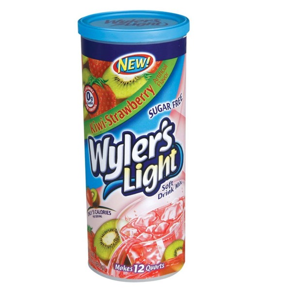 Wyler's Light Sugar Free Drink Mix, Kiwi-Strawberry, 12- 1.69oz Canister (Pack of 12)
