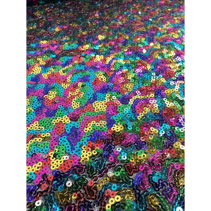 3mm Mini Rainbow Sequin Fabric 1 Way Stretch 130cm wide