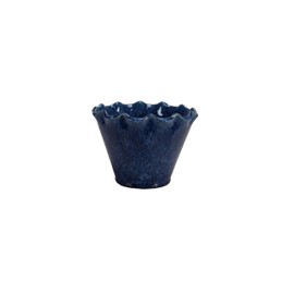 Creative Co-Op Stoneware Planter with Ruffled Edge and Drainage Hole with Reactive Glaze, Blue