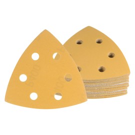 Kozelo Pack of 24 Mouse Sander Detail Sandpaper - [400 Grit, 3.7 x 3.7 x 3.7 Inches, Triangular Velcro Sanding Pads for Wooden Furniture Polishing | 6 Holes, Aluminium Oxide