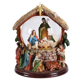 Dickson's Nativity - Shepherd Boy Animals Kings - Holy Family - 8.5 x 6.5 Inch Multicolor Resin Glitter Snow Globe