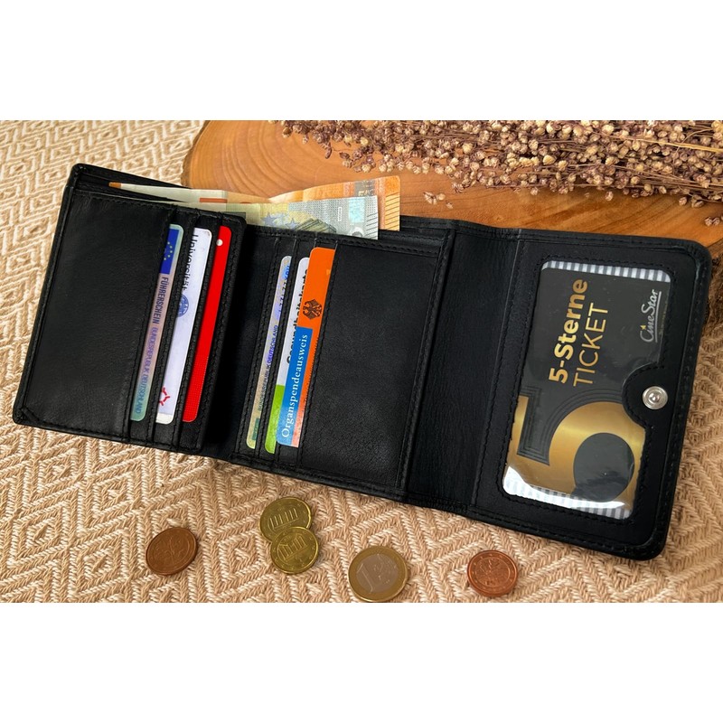 Gusti Marely Women's Leather Wallet, black, Retro