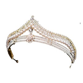 Corona Nupcial Retro Gold Color Crystal Pearas Tiaras Nupciales Corona Geométrica Renúdona Diadem Diadem Diadema Accesorios for el Cabello de la Boda Tocado