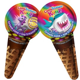 Candy Treasure Konz Mixed Sharks & Unicorns Tray Chocolate Cream Konz with Toy | Tray of 10