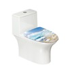 COEQINE Navy Blue Toilet Seat Lid Cover Set,Sea Beach Print