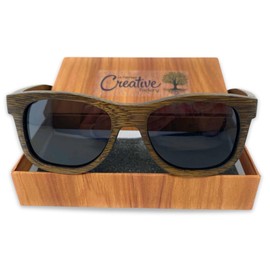 CREATIVE FACTORY | Wood Frame Sunglasses for Men and Women | Mens Polarized UV Protection | Polarized Sunglasses | Wooden Gifts for Him | Wedding and Groomsmen Gift (Black)