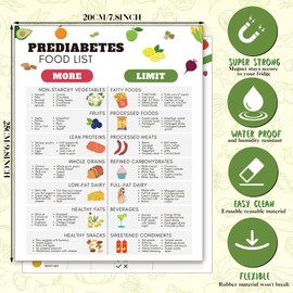 Xuhal 4 Pcs Prediabetic Grocery Lists Chart Magnet Fridge 8.3 x 11 Prediabetic Meal Planner Magnetic Grocery Food Journal Log Blood Glucose Values Record Sheet with 3 Dry Erase Pens